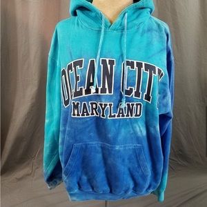 Ocean City hoodie tie dye hoodie blue size Medium sweatshirt